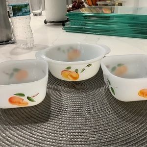 Fire King Oven Ware Refrigerator Dishes - NO LIDS 3 pieces